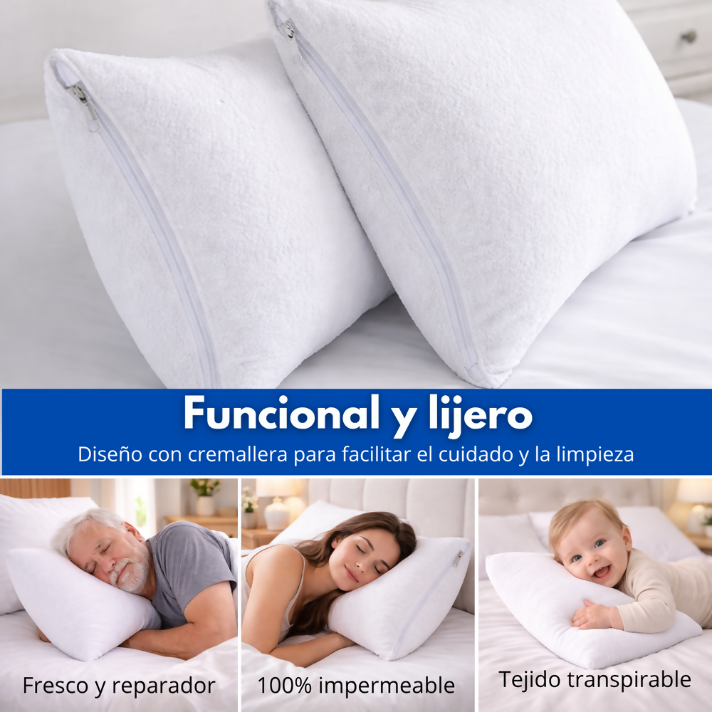 Protector almohada 100% impermeable antifluido terry 50x70cm Set x2