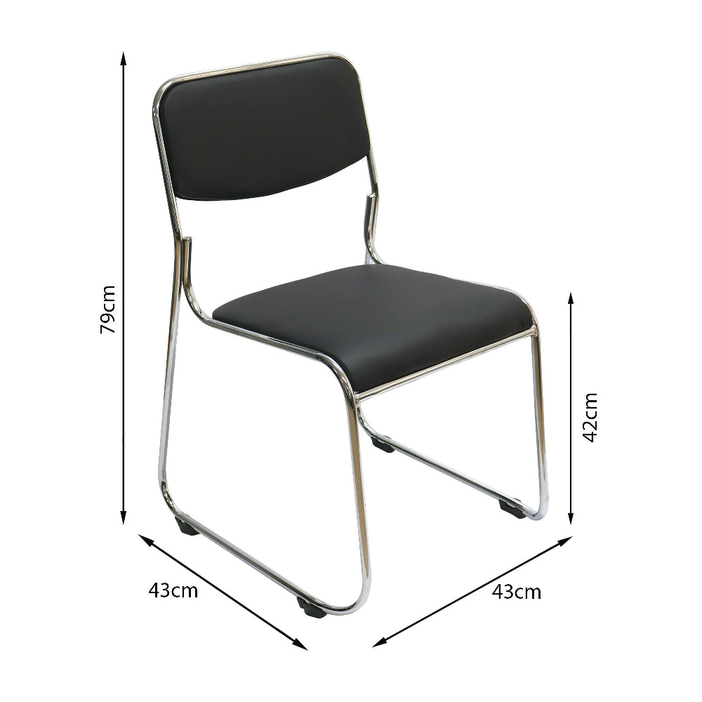 Silla Interlocutora Fija de Oficina Dubai Negra Cromada