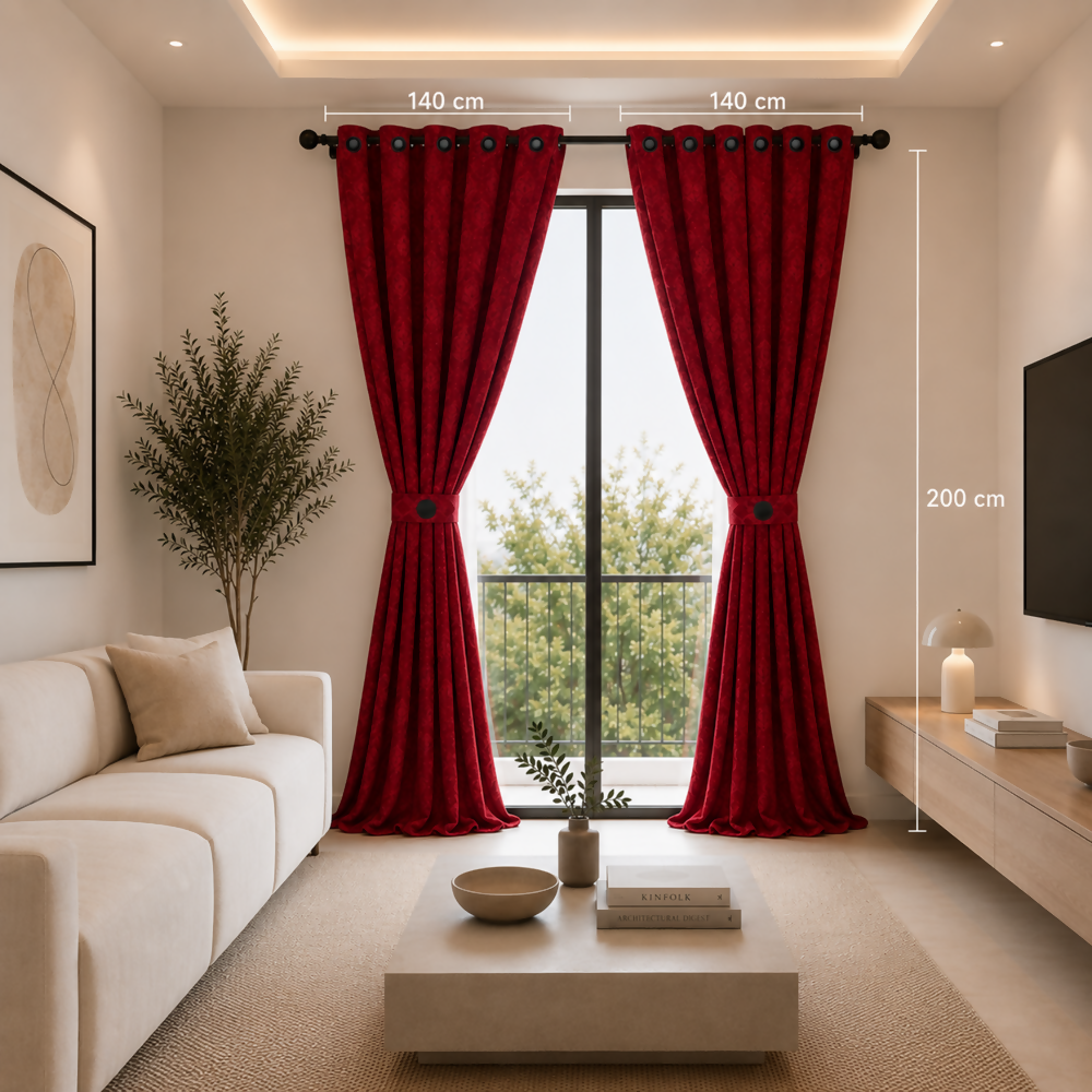 Cortina x2 vino tinto jacquard