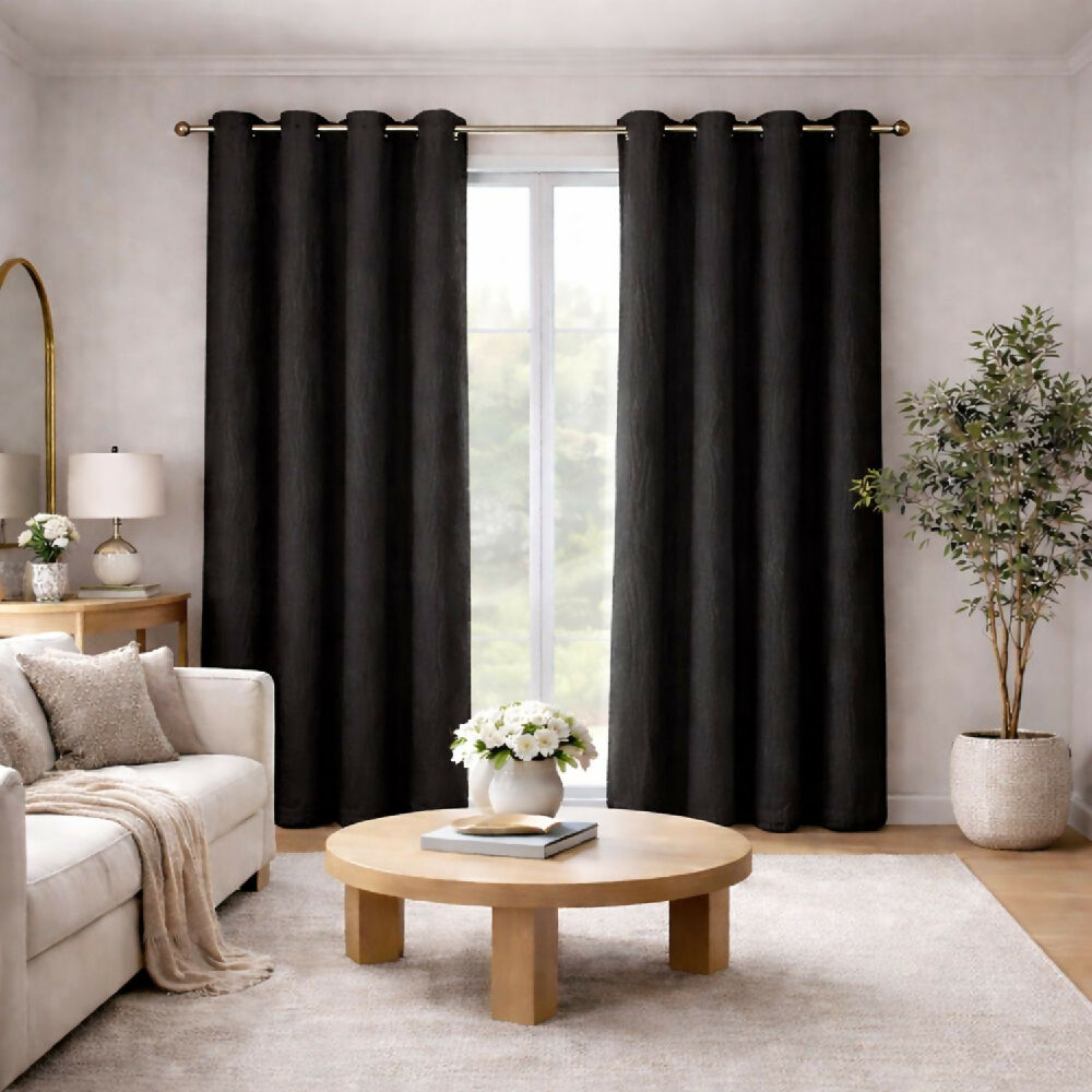 Cortinas jacquard blackout negro