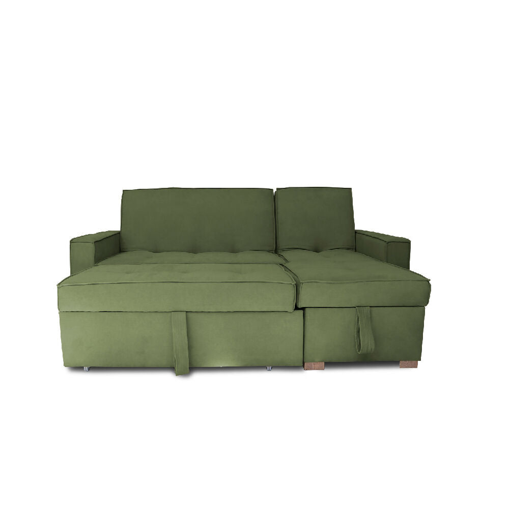 Esquinero Baúl Marsella Multifuncional Reclinable Derecho Verde + Cojines Decorativos