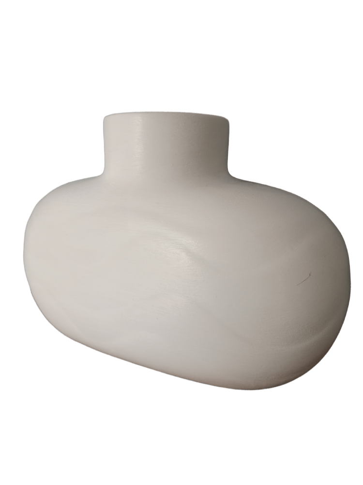 Florero Perla Decorativo en Cerámica con Líneas en Relieve, de 23x15 cm