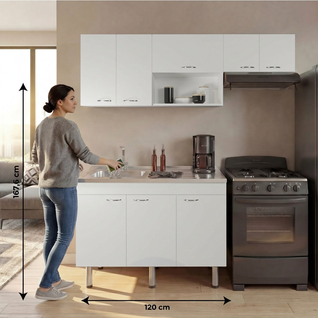 Cocina Integral Oceana, Kronos Blanco, Incluye Meson 118 cm ZF