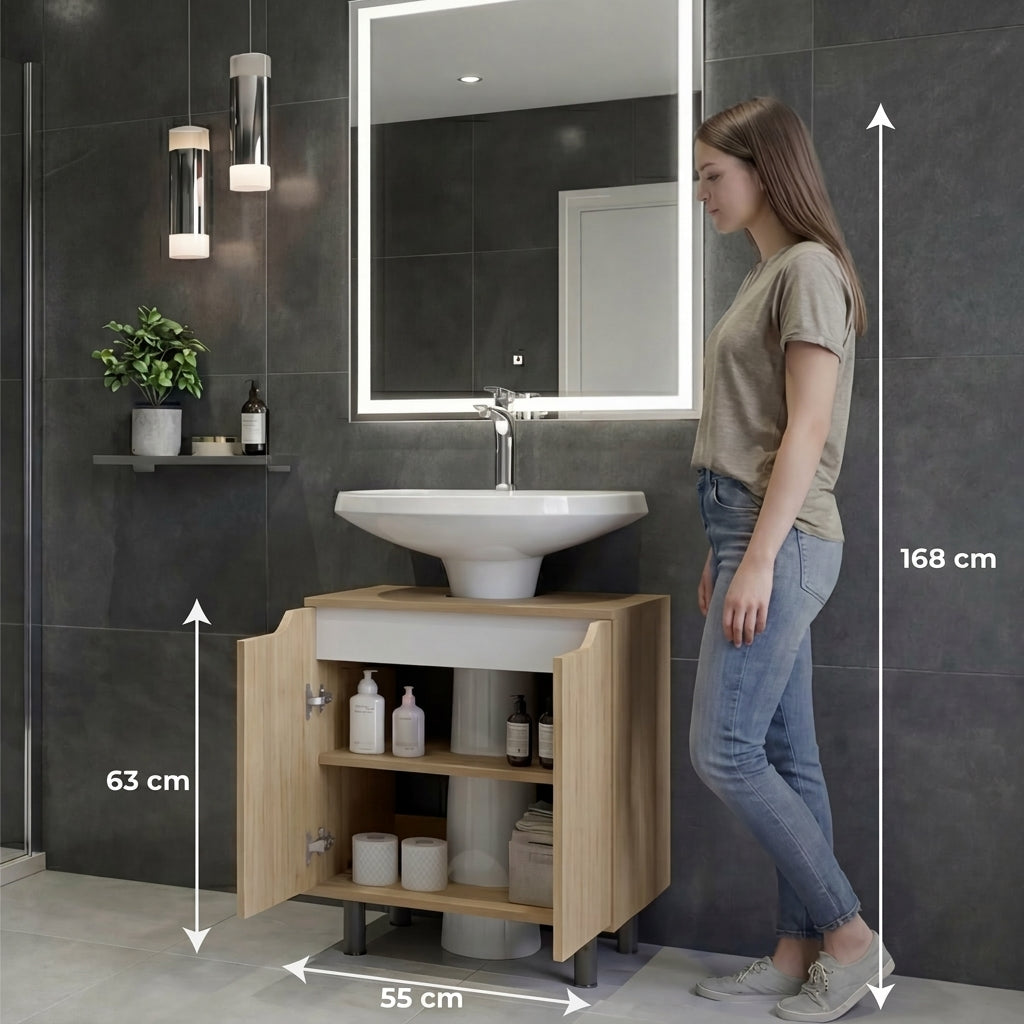 Mueble para Lavamanos Marlo, Kronos Fresno y Kronos Blanco, No Incluye Lavamanos