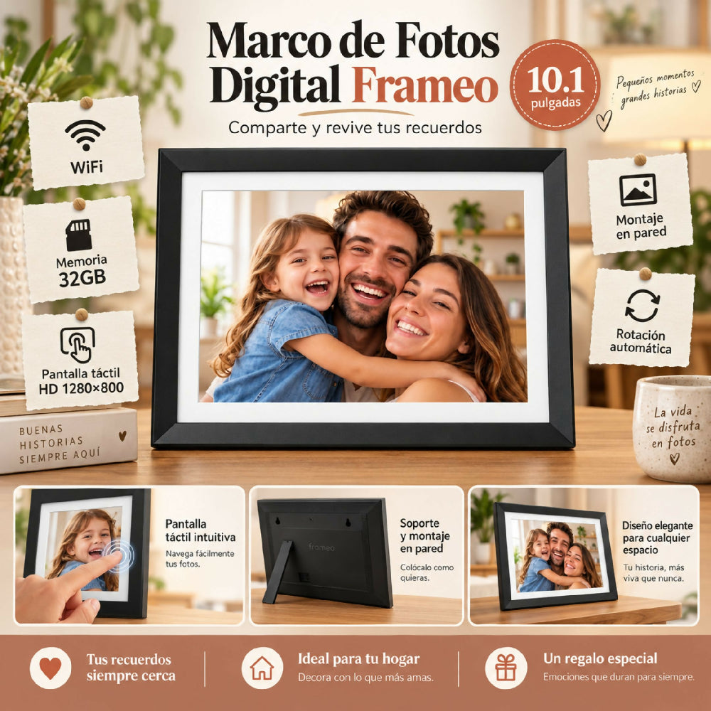 Marco De Fotos Digital Wi-Fi Álbum Electrónico Inteligente Para El Hogar Y La Oficina