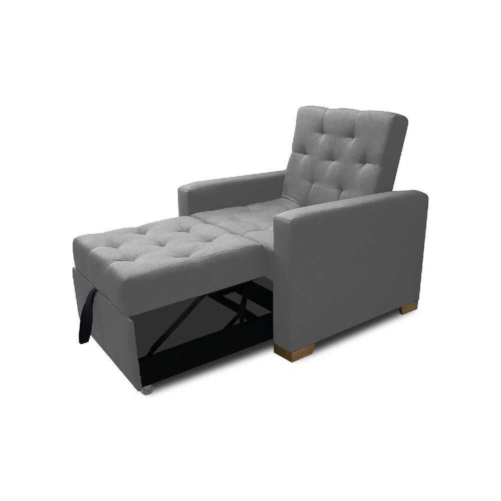 Sofá Cama Unipersonal Sabathy Tela Lino 95X90X94Cm Gris