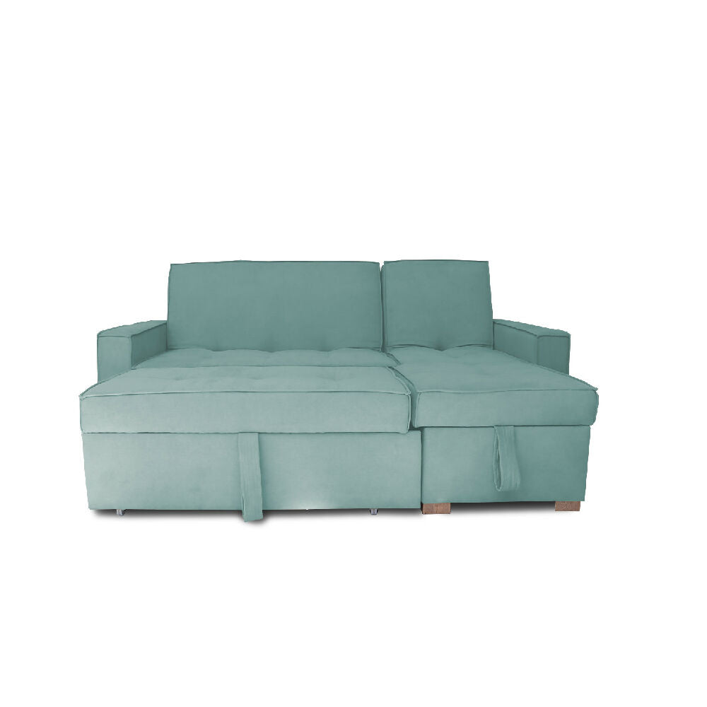 Esquinero Baúl Marsella Multifuncional Reclinable Derecho Menta + Cojines Decorativos
