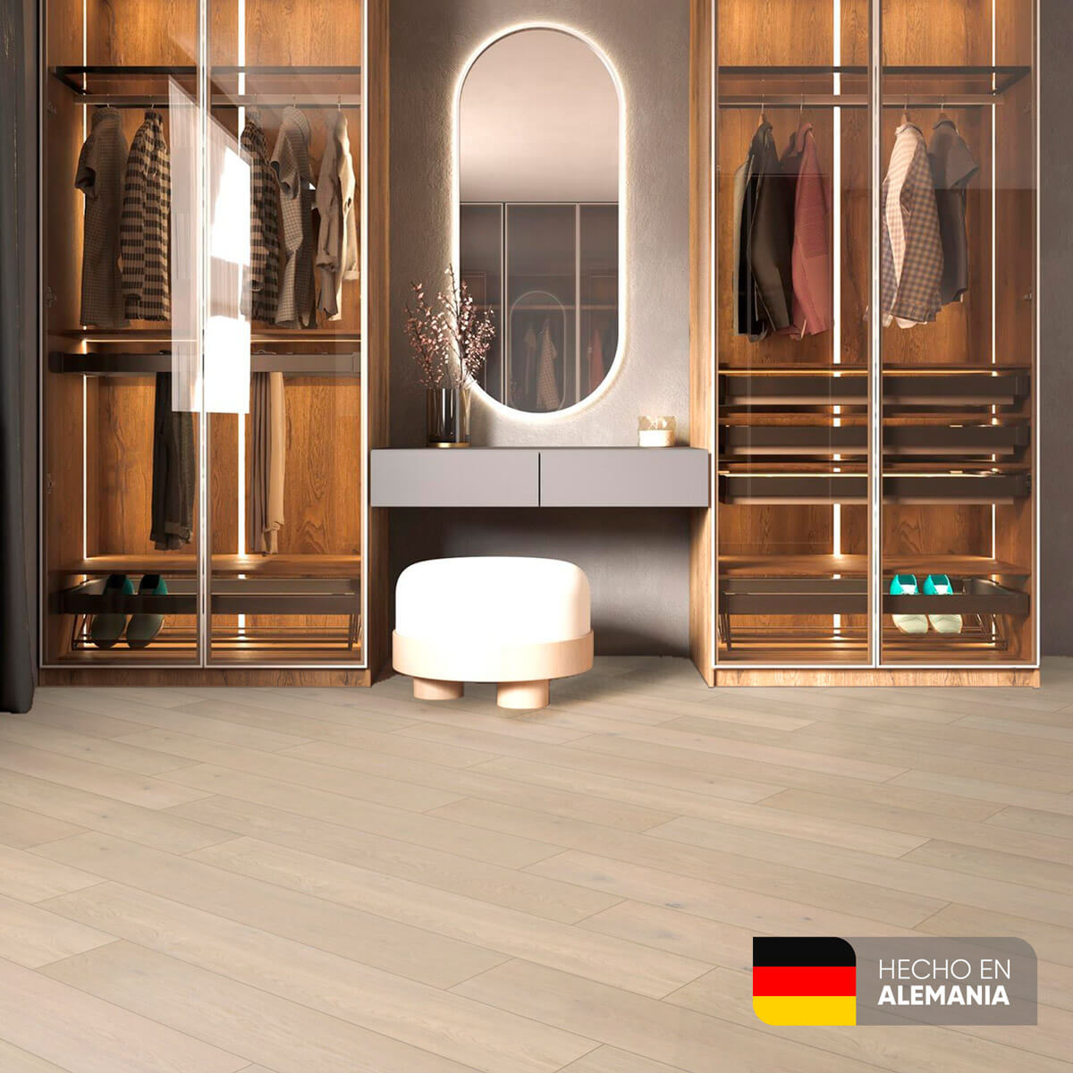 Piso laminado Roble Pistacho 7 mm AC3 23-31 para interiores por caja (2.47M²)