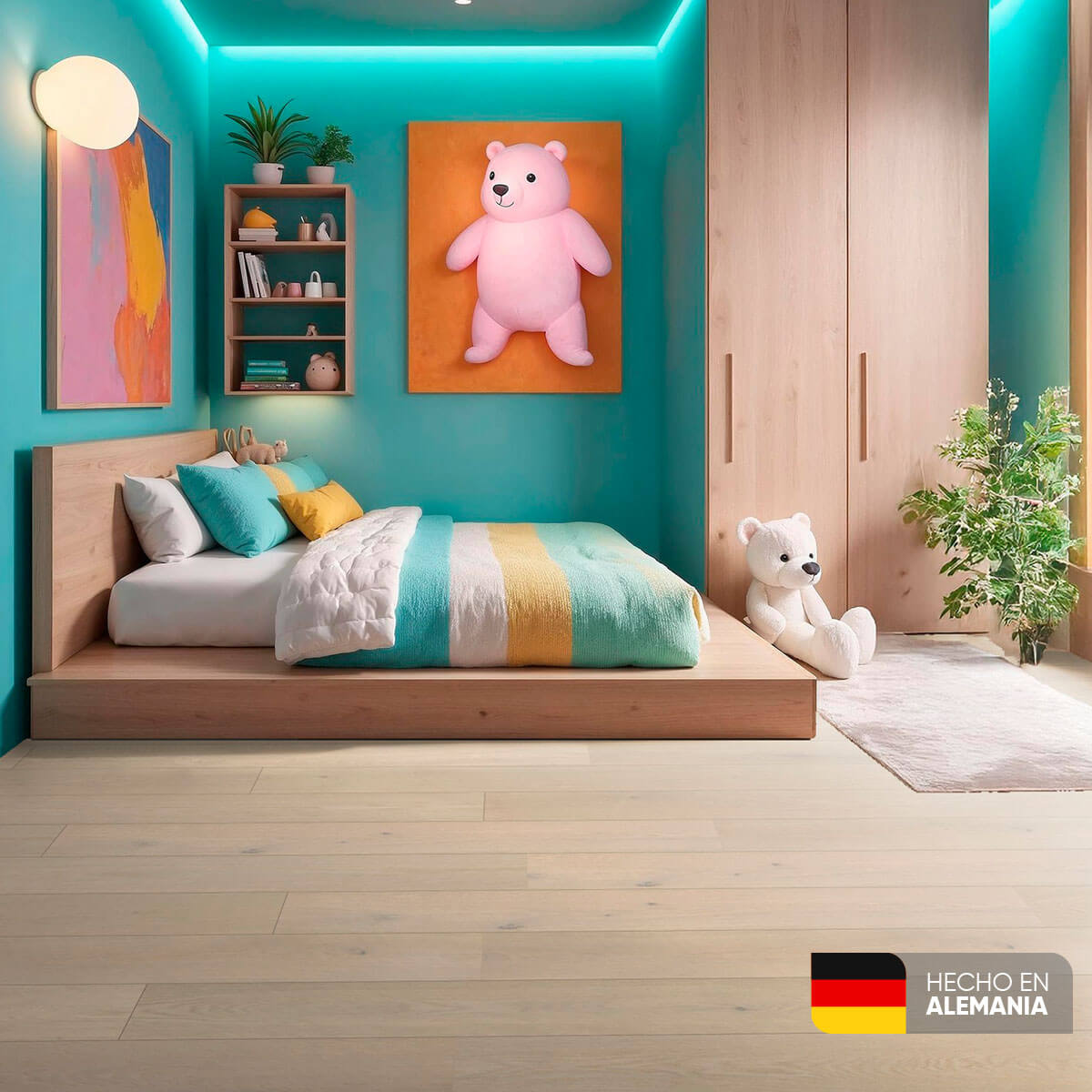 Piso laminado Roble Pistacho 7 mm AC3 23-31 para interiores por caja (2.47M²)