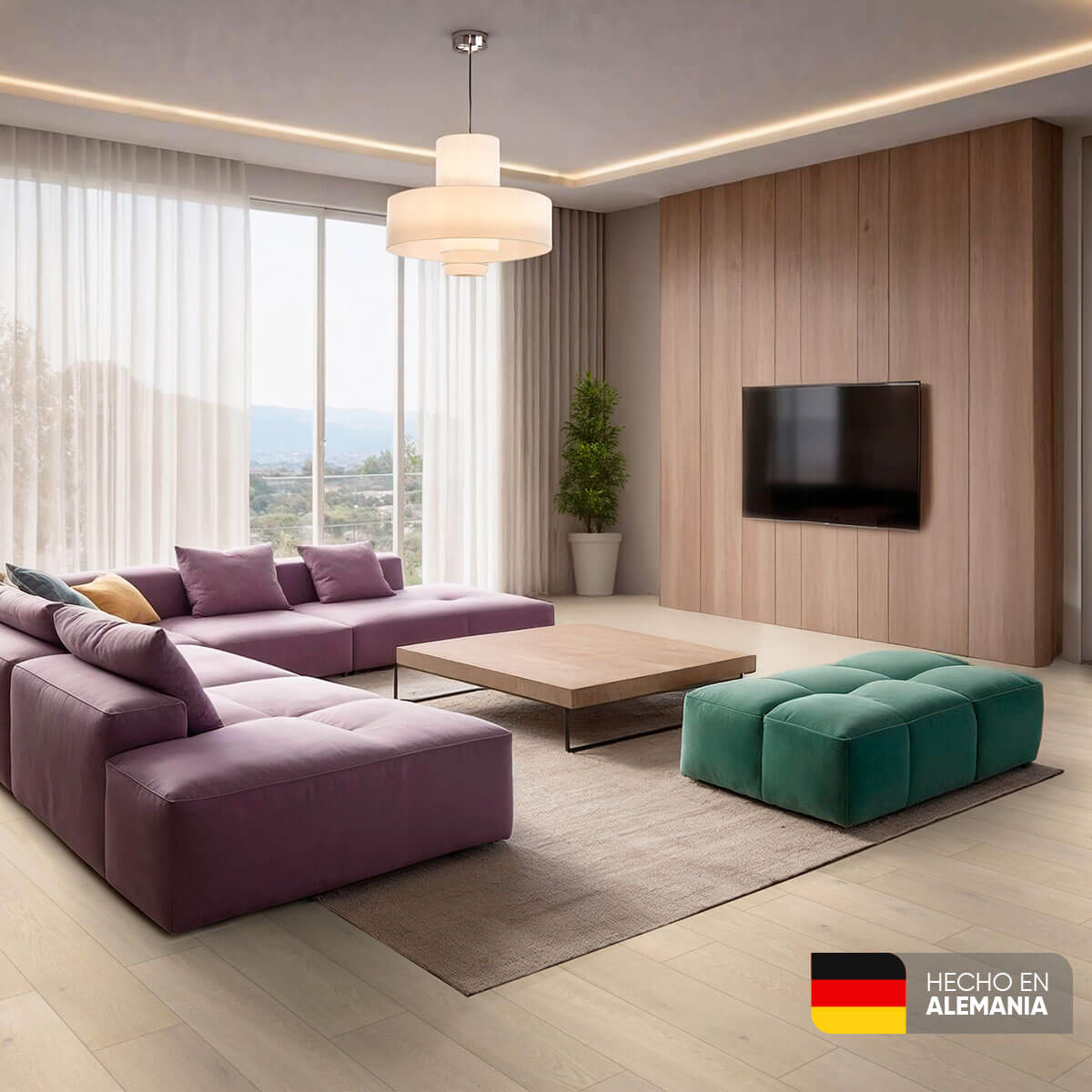 Piso laminado Roble Pistacho 7 mm AC3 23-31 para interiores por caja (2.47M²)