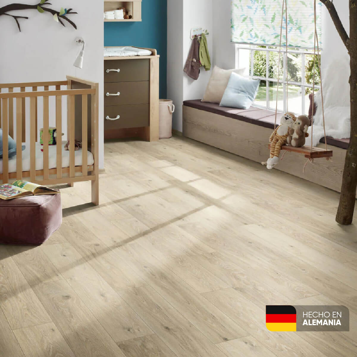 Piso laminado Roble Pistacho 7 mm AC3 23-31 para interiores por caja (2.47M²)