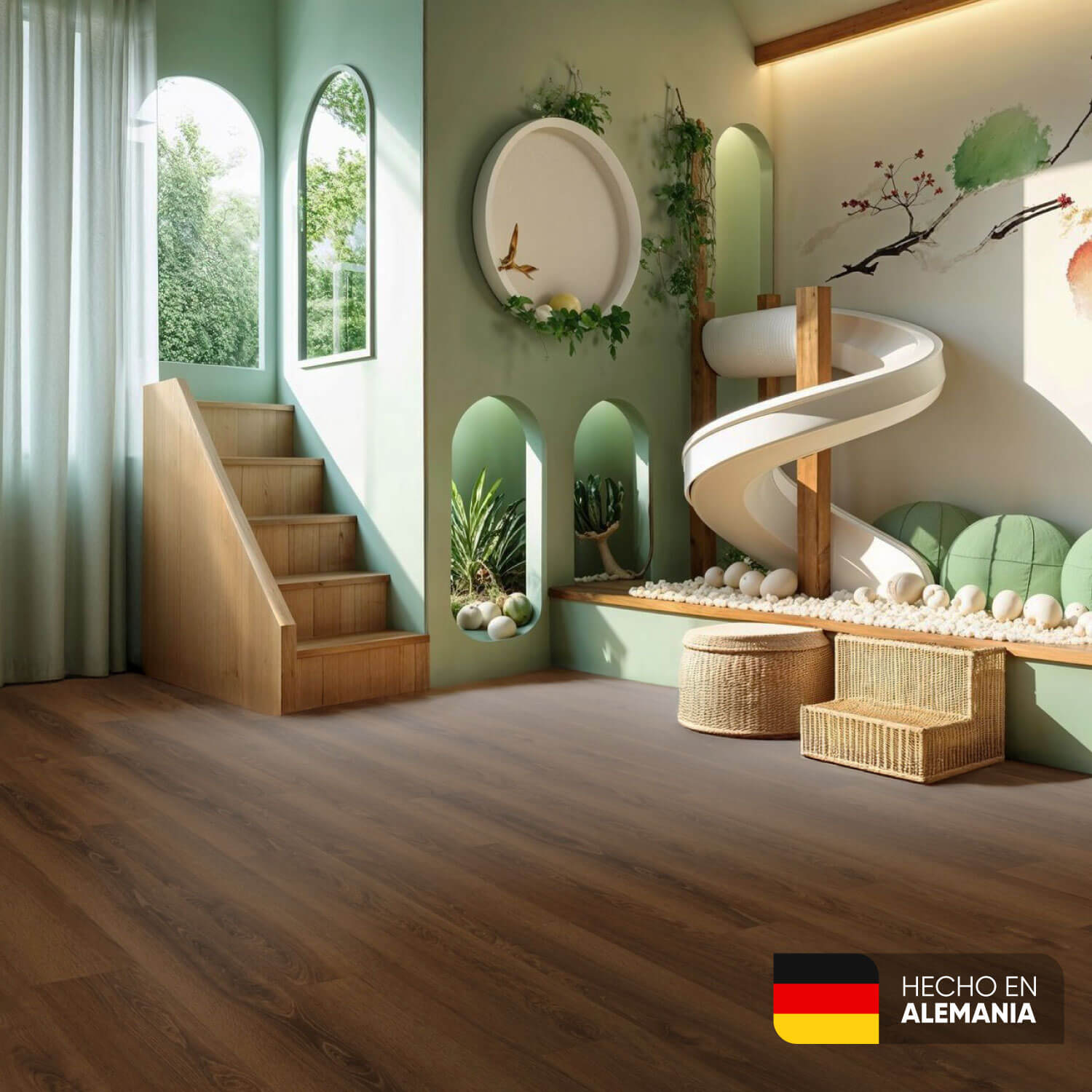 Piso laminado Roble Caramelo 7 mm AC3 23-31 para interiores.