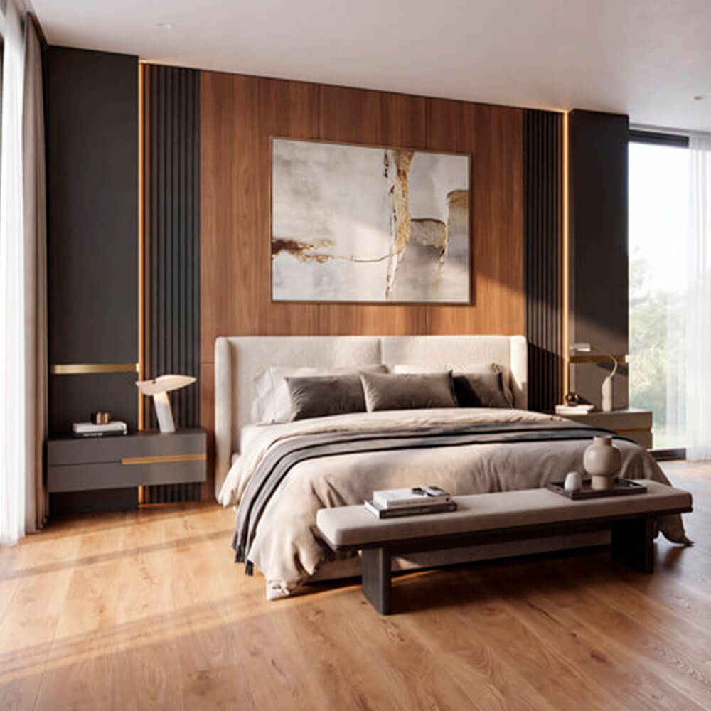 Piso laminado orgánico Roble Arena 7 mm AC5 para interiores por caja (2.26 M²)