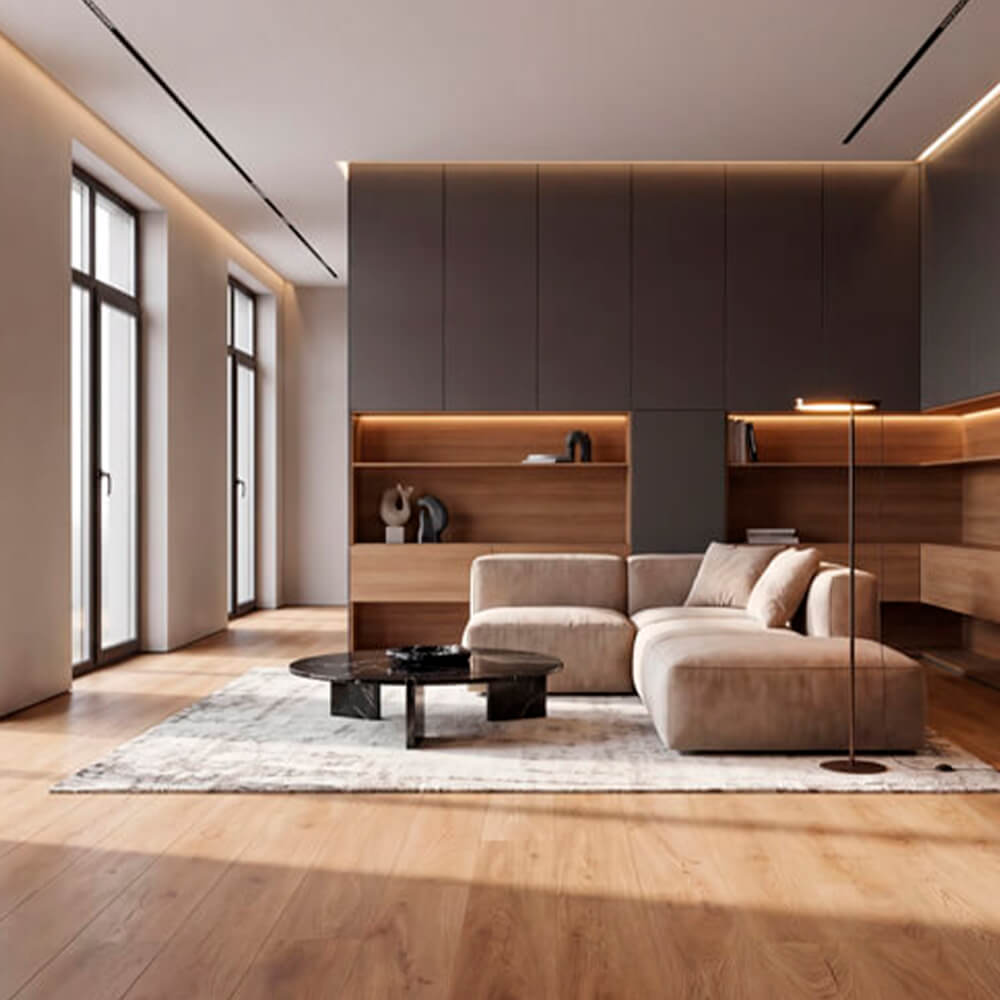 Piso laminado orgánico Roble Arena 7 mm AC5 para interiores por caja (2.26 M²)