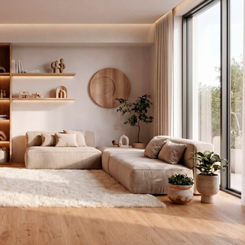 Piso laminado orgánico Roble Arena 7 mm AC5 para interiores por caja (2.26 M²)