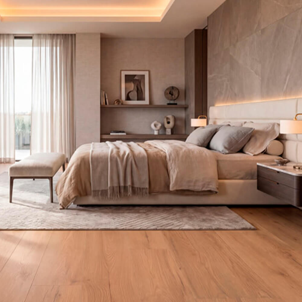Piso laminado orgánico Roble Miel 7 mm AC5 para interiores por caja (2.26M²)