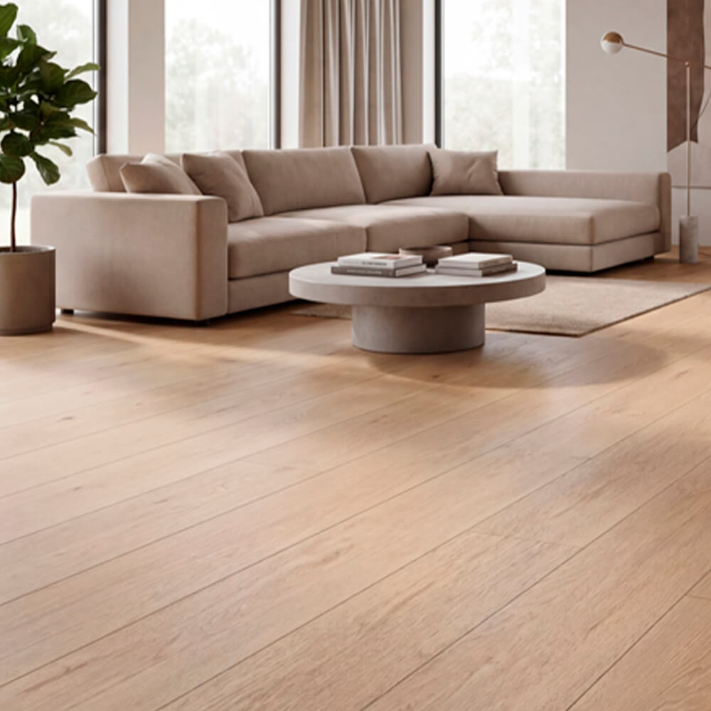Piso laminado orgánico Roble Montana 9 mm + corcho integrado de 1 mm AC6 para interiores por caja (2.94M²)