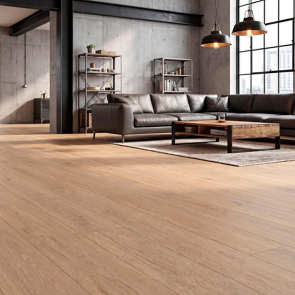 Piso laminado orgánico Roble Montana 9 mm + corcho integrado de 1 mm AC6 para interiores por caja (2.94M²)