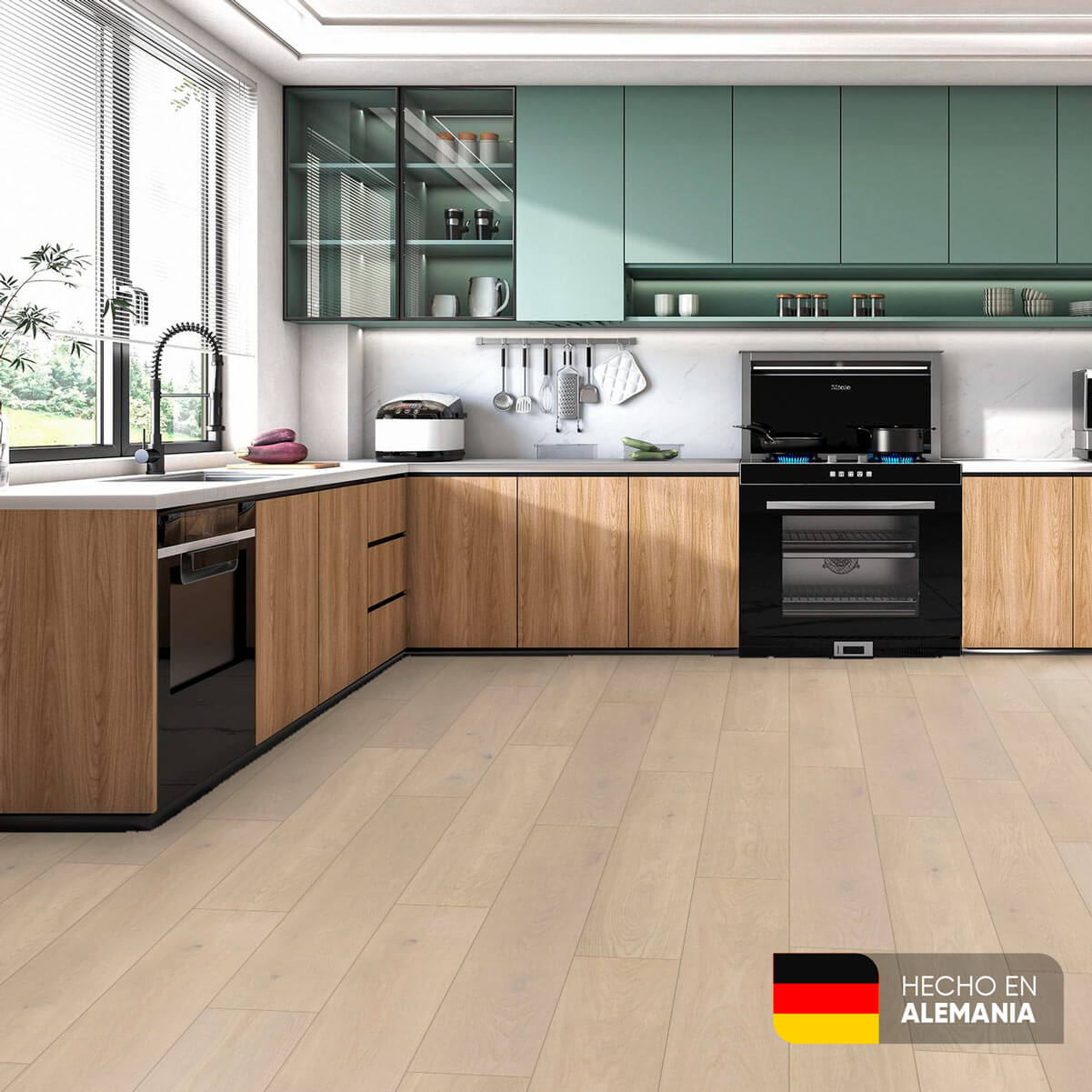 Piso laminado Roble Pistacho 7 mm AC3 23-31 para interiores por caja (2.47M²)