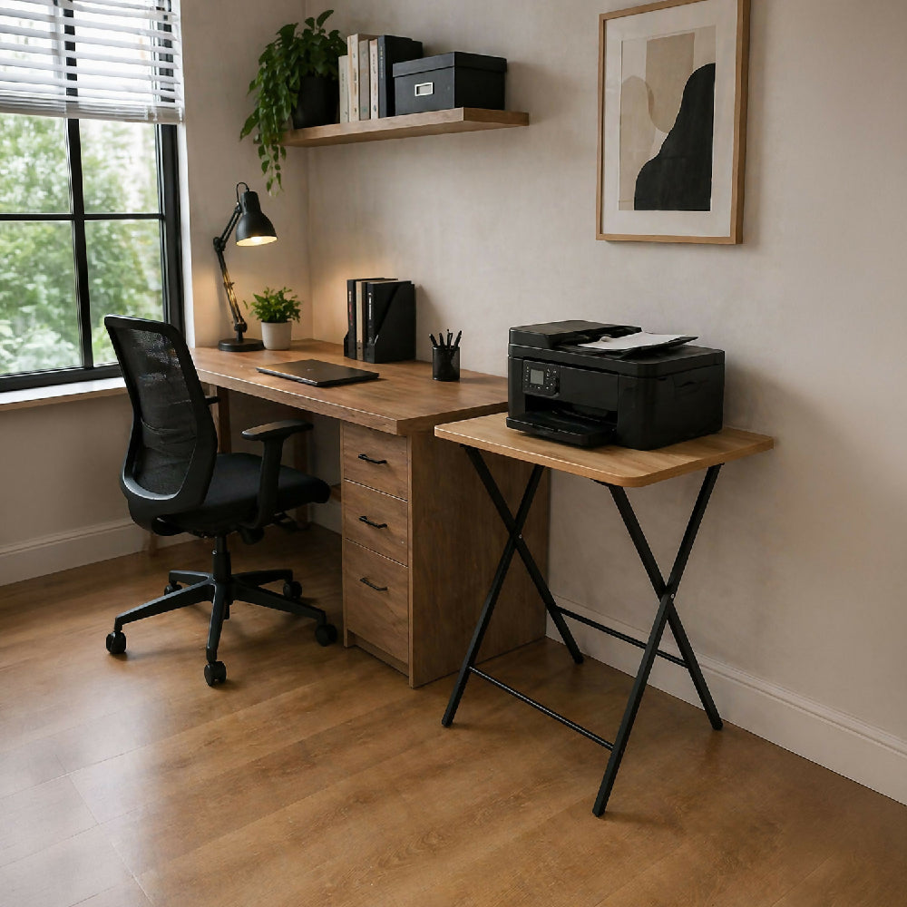 Mesa Plegable Elsa Madera Natural + Negro