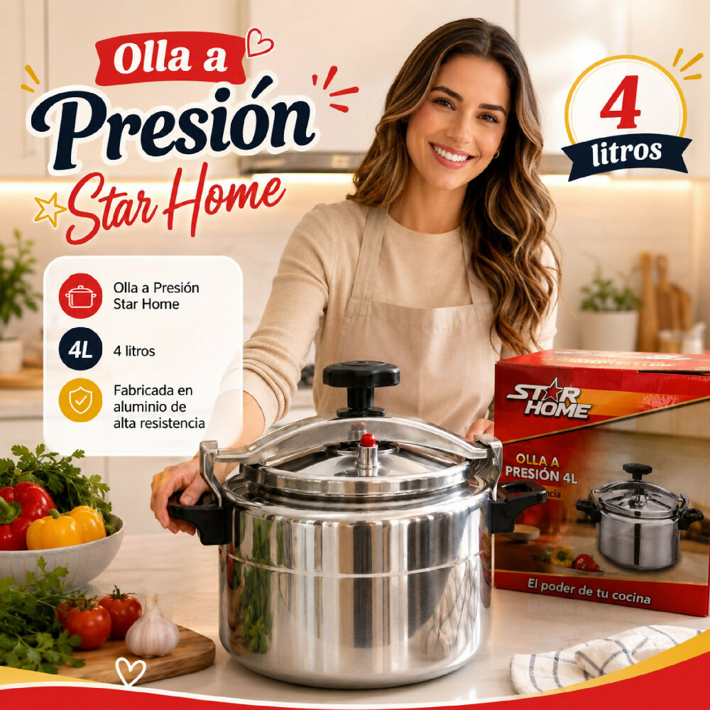 Olla A Presion Star Home 4 Litros En Aluminio Resistente Express Coccion