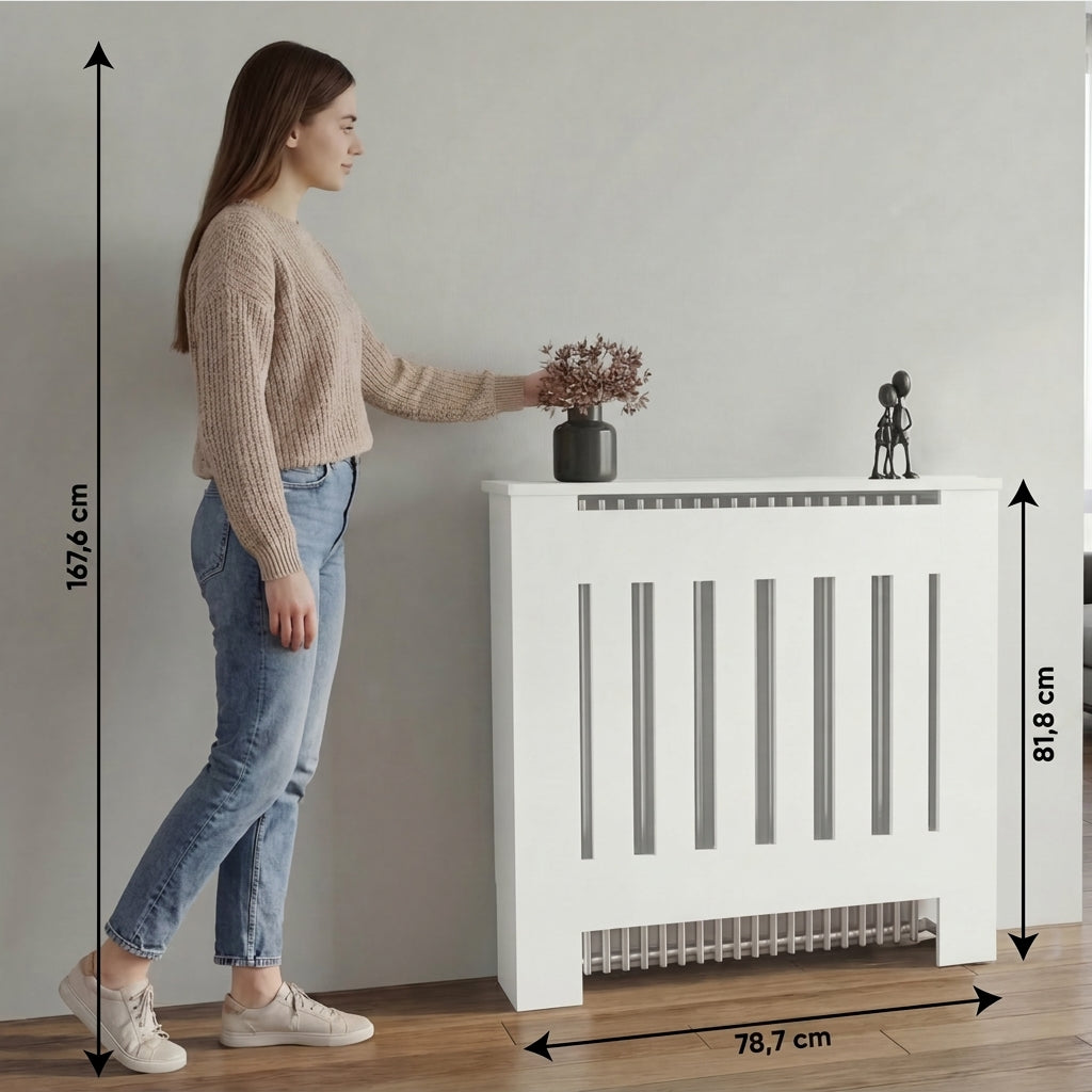 Cubierta para Radiador Linn, Blanco Duqueza, cuenta con espacio para colocar objetos decorativos ZF