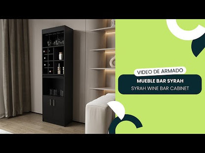 Bar Celeste, Wengue, con Espacio Para Organizar Botellas de Vino y Copas