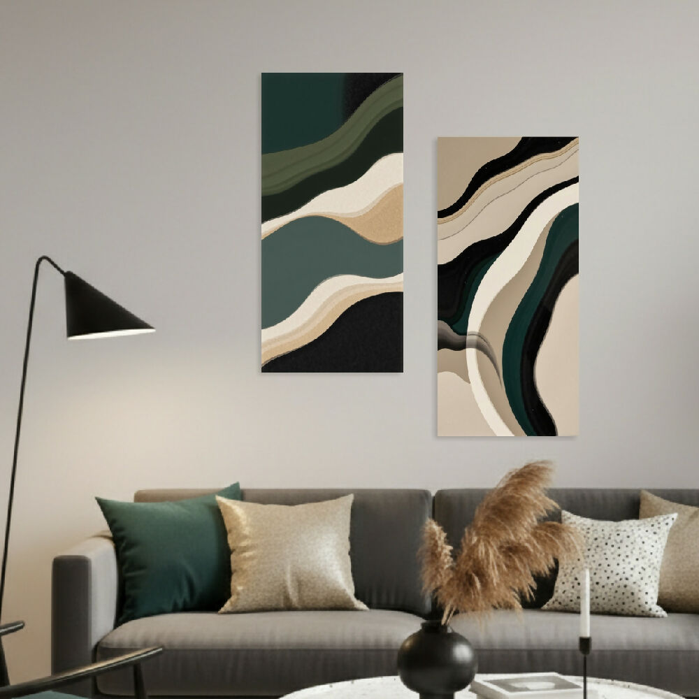 Lienzo Canvas Díptico Ondas de Cuarzo Setx2 34x72cm c/u
