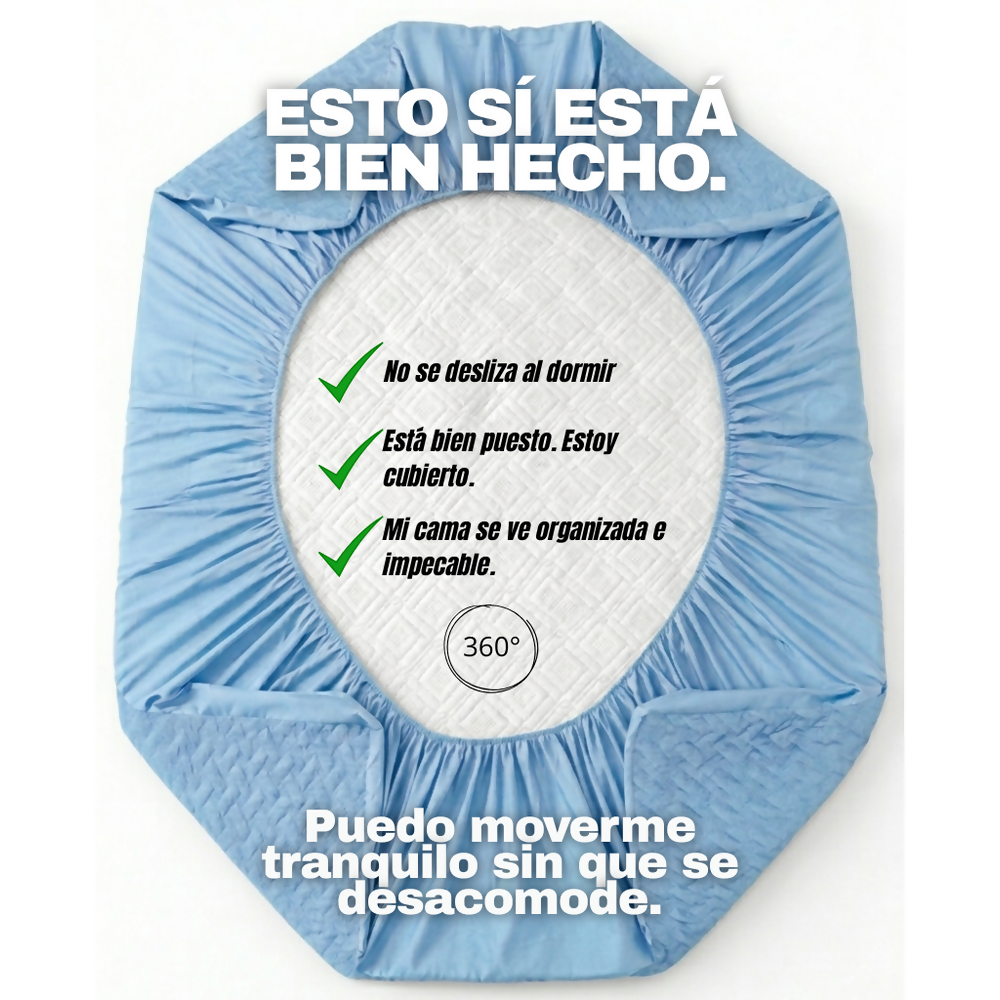 Protector colchon semidoble acolchado celeste 120x190cm