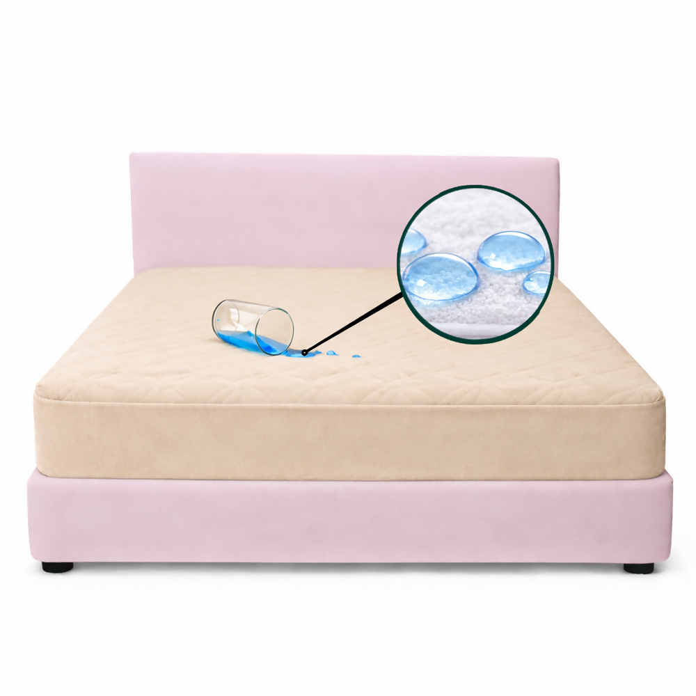Protector colchon sencillo antifluido beige 100x190cm