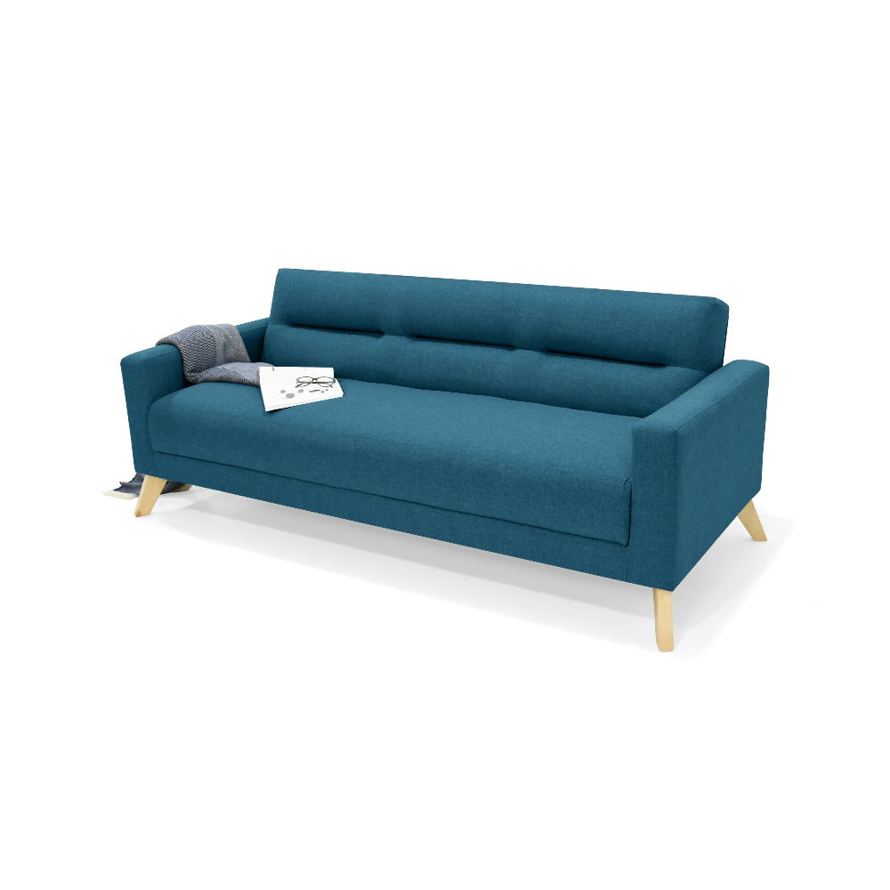Sofa Cama Sion 206x90x82 Reclinable Tela Azul