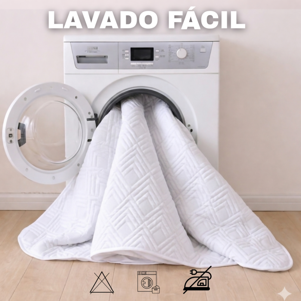 Protector colchon sencillo acolchado blanco 100x190cm