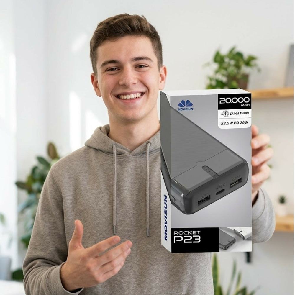 Power Bank Movisun 20000 mAh Rocket P23 Diseño Compacto Y Alta Velocidad