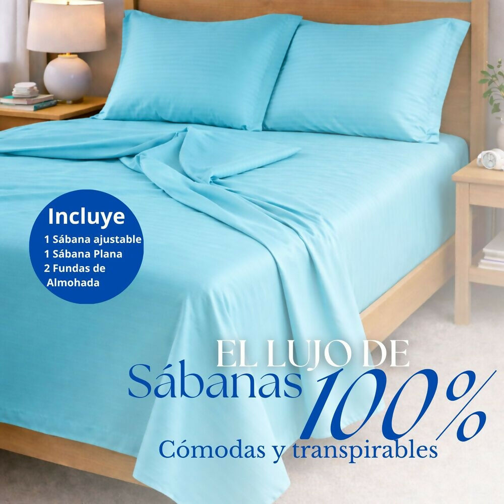 Juego de sabanas queen turquesa