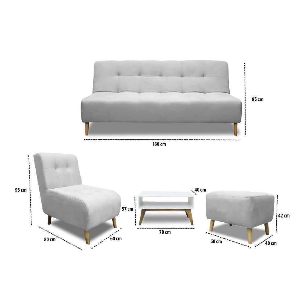 Sala Milán Gris plata + Mesa de Centro