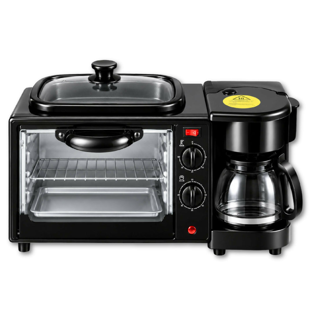 Mini Horno Eléctrico 3 En 1 Sokany Estación De Desayuno Con Horno, Cafetera Y Plancha