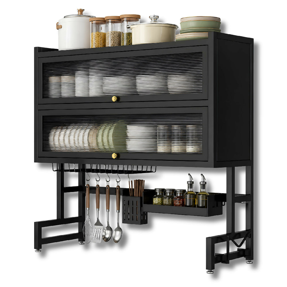 Escurridor De Platos De 2 Niveles Con Tapa Gabinete Organizador De Loza Para Cocina Y Drenaje Directo