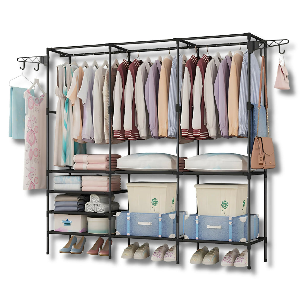 Closet Organizador De Tubos 3 Cuerpos Armable Para Ropa Armario Con Perchero