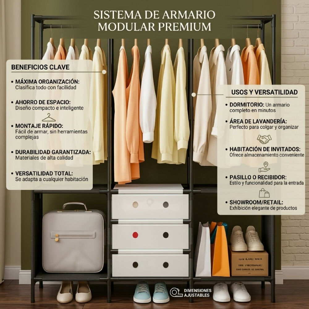 Closet De Lujo 3 Cuerpos Con Estructura Reforzada