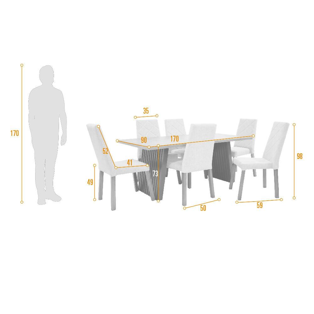 Comedor Aragon 6 Puestos Sillas Galicia Tela Plata