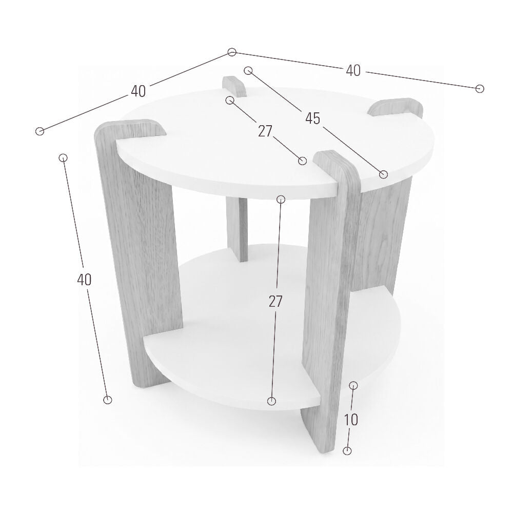 Mesa Auxiliar Kobe 40x40x40 cm Diseño Moderno Blanco