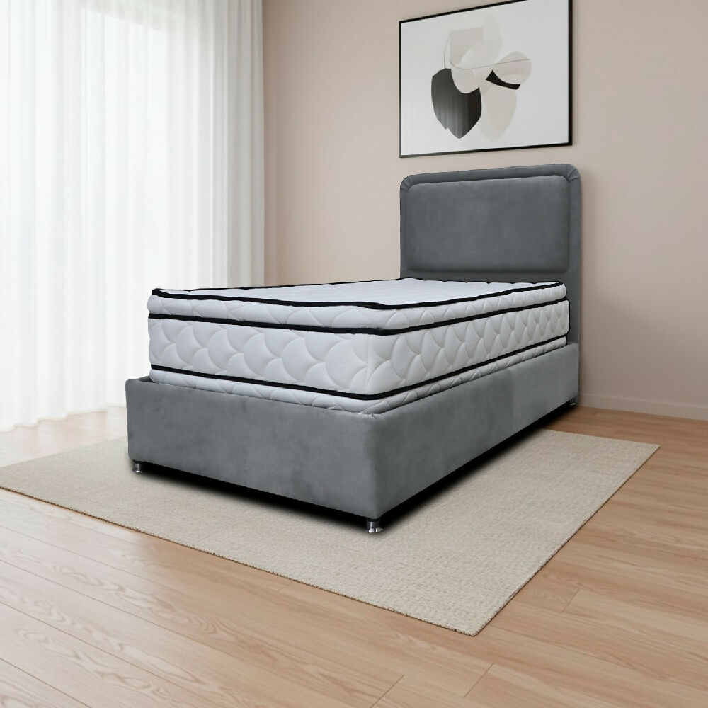 Combo Basecama Nube Semidoble 120x190 mas Espaldar Gris Oscuro