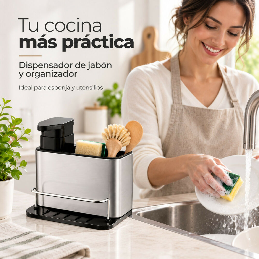 Dispensador De Jabon Liquido Con Organizador Para Cocina BY-886 BJ-189