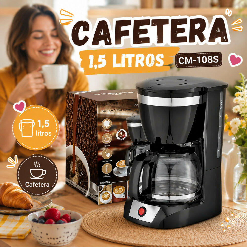 Cafetera Electrica Anti Goteo 1.5 Litros CM-108S Maquina De Cafe