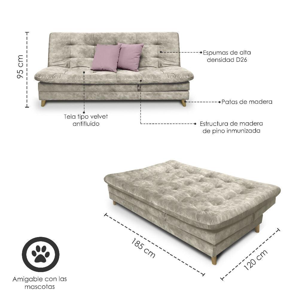 Sofa cama 5 posiciones Agassi Tela Camel - Incluye Cojines