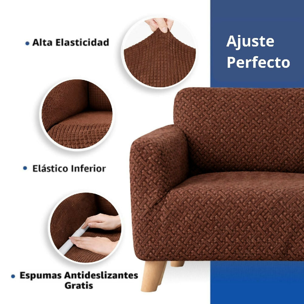Protector de sofá 2 puestos elastico café