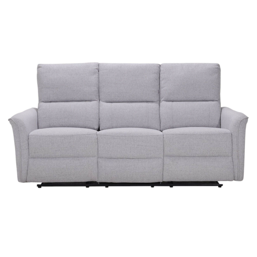 Sofa 3 Puestos Reclinable Tela Gris Claro Tacito