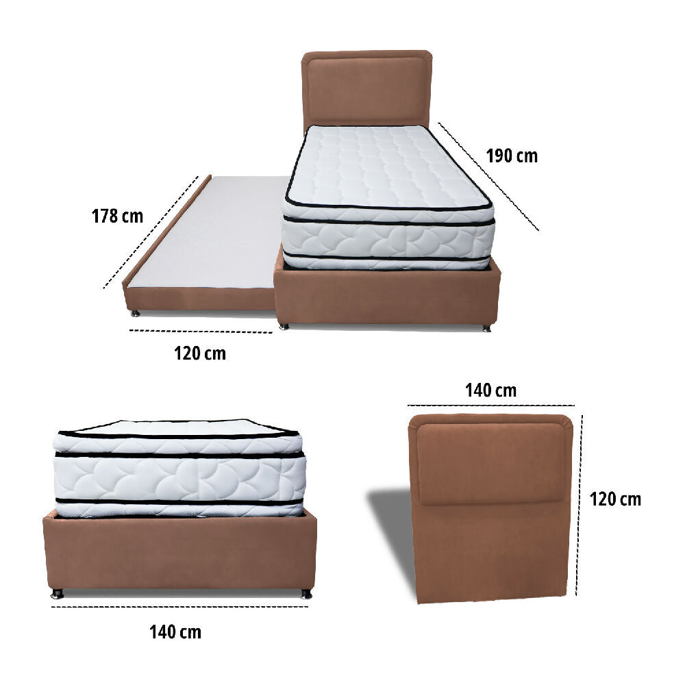 Combo Cama Tarima Nube 140x190 doble Camel mas Espaldar