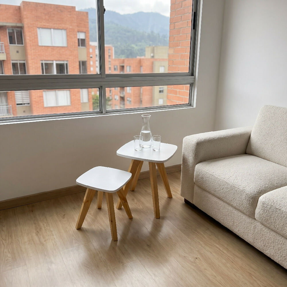 Mesa Auxiliar Nórdica Cuadrada - Set x 2 - Pequeña & Mediana