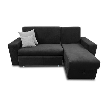 Sala modular baúl negra con cojines